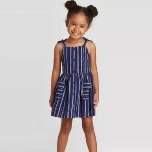 NWT 2T Navy Stripe Tank Dress Sundress - Picture 1 of 3